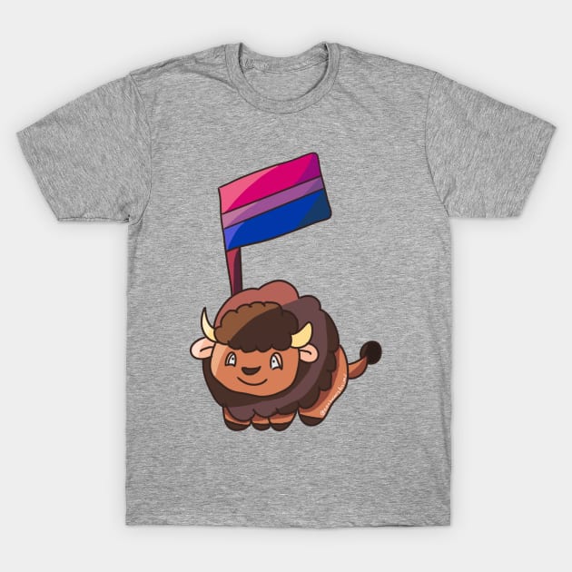 Bisexual Pride Flag Bison T-Shirt by nonbeenarydesigns